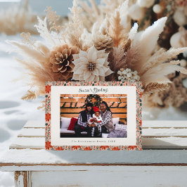 Modern Blush Pink Poinsettia Photo Christmas Feiertagskarte