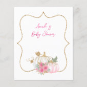 Modern Blush Pink Pumpkin Baby Dusche Bingo Spiel (Rückseite)