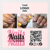 Modern Blush Pink QR-Code-Logo Foto Nagelstudio Fensteraufkleber (Blatt)