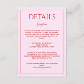 Modern blush pink red minimalist wedding details begleitkarte (Vorderseite)
