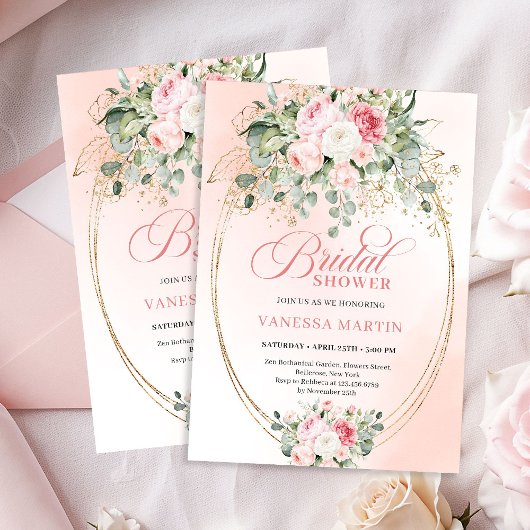 Modern Blush Pink Rose Gold Bridal Shower Card Einladung