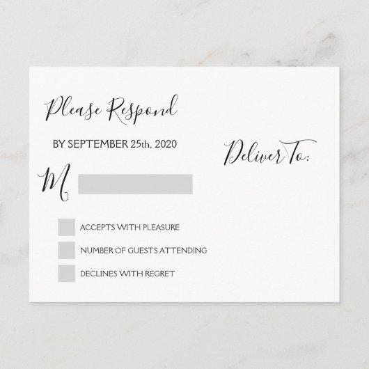 Modern Blush Pink - Rose Gold UAWG Response Einladungspostkarte (Rückseite)