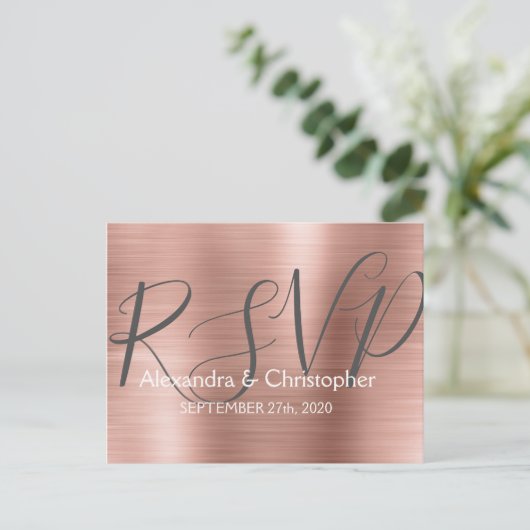 Modern Blush Pink - Rose Gold UAWG Response Einladungspostkarte (Stehend Vorderseite)
