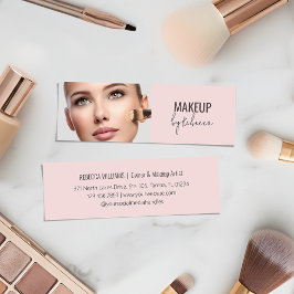 Modern Blush Pink Script Font Makeup Artist Photo Mini Visitenkarte