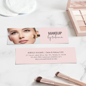 Modern Blush Pink Script Font Makeup Artist Photo Mini Visitenkarte