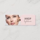 Modern Blush Pink Script Font Makeup Artist Photo Mini Visitenkarte (Vorderseite)