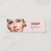 Modern Blush Pink Script Font Makeup Artist Photo Mini Visitenkarte (Vorderseite)