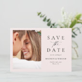 Modern Blush Pink Script Foto Save the Date (Stehend Vorderseite)