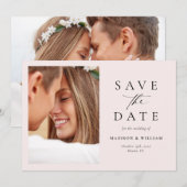 Modern Blush Pink Script Foto Save the Date (Vorne/Hinten)