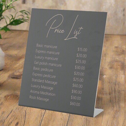 Modern Blush Pink Script Grau Manicurist Nail Well Sockelschild