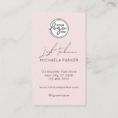 Modern Blush Pink Script Logo QR Code Photo Lashes Visitenkarte (Rückseite)