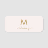 Modern Blush Pink Script Monogram Namensschild (Vorderseite)