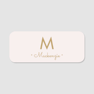 Modern Blush Pink Script Monogram Namensschild