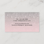 Modern Blush Pink Silver Glitzer Custom Foto Visitenkarte (Rückseite)
