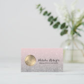 Modern Blush Pink Silver Glitzer Custom Foto Visitenkarte (Stehend Vorderseite)