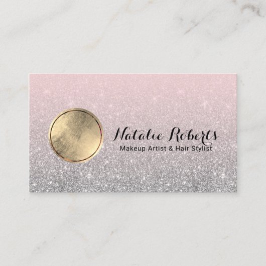 Modern Blush Pink Silver Glitzer Custom Foto Visitenkarte (Vorderseite)