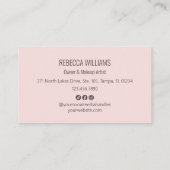 Modern Blush Pink Social Icons 3 Photo Makeup Visitenkarte (Rückseite)