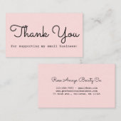 Modern Blush Pink Vielen Dank Visitenkarte (Vorne/Hinten)