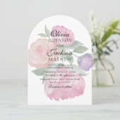 Modern Blush Pink Watercolor Floral Wedding  Einladung (Stehend Vorderseite)