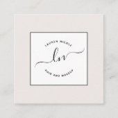 Modern Blush Pink White and Black Script Initialen Quadratische Visitenkarte (Vorderseite)