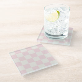 Modern Blush Pink White Checkered Glasuntersetzer
