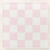 Modern Blush Pink White Checkered Glasuntersetzer (Vorderseite)