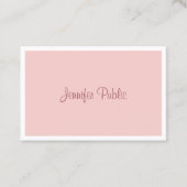 Modern Blush Pink White Elegant Handwriting Script Visitenkarte (Vorderseite)