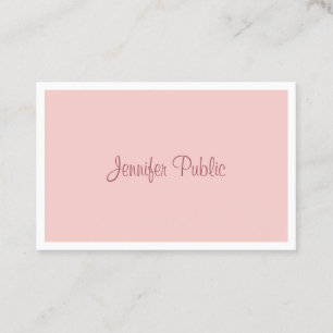 Modern Blush Pink White Elegant Handwriting Script Visitenkarte
