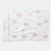 Modern blush pink white merry christmas trees name geschirrtuch (Horizontal)