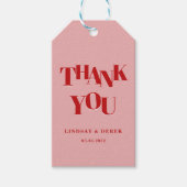 Modern Blush Red Bold Font THANK YOU Wedding  Geschenkanhänger (Vorderseite)