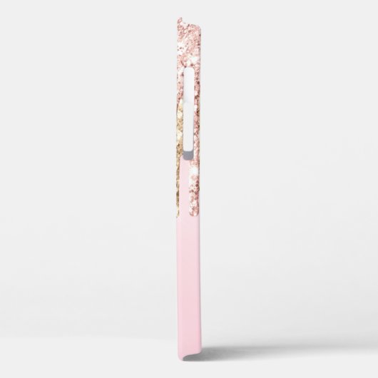 Modern Blush Rosa Rose Gold Glitzer Tropfen Monogr Case-Mate iPhone Hülle (Rückseite / Links)