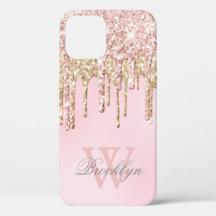 Modern Blush Rosa Rose Gold Glitzer Tropfen Monogr Case-Mate iPhone Hülle