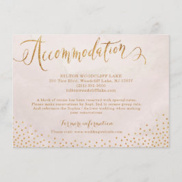 Modern blush rose gold calligraphy accommodation begleitkarte