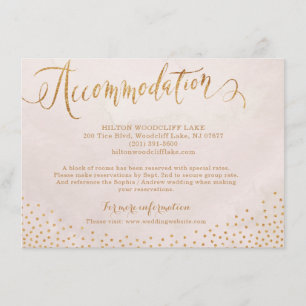 Modern blush rose gold calligraphy accommodation begleitkarte