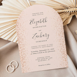 Modern Blush Rose Gold Glitzer Arch Wedding Einladung