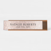 Modern Blush Rose Gold Glitzer Beruflich Schreibtischnamensplakette (Vorderseite )