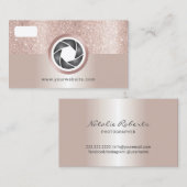 Modern Blush Rose Gold Glitzer Camera Fotografie Visitenkarte (Vorne/Hinten)