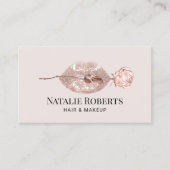 Modern Blush Rose Goldene Blume & Lipno Visitenkarte (Vorderseite)