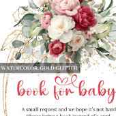 Modern Blush Ruby Red Gold Floral Book Request Begleitkarte