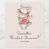 Modern Blush Tea Party Bridal Shower Weinetikett (Einzelnes Label)