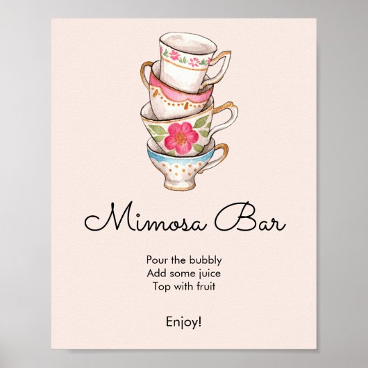 Modern Blush Tee Party Brautparty Mimosa Bar Poster (Vorne)