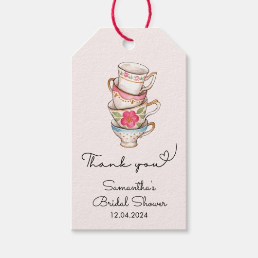 Modern Blush Tee Party Brautparty Vielen Dank Geschenkanhänger (Vorderseite)