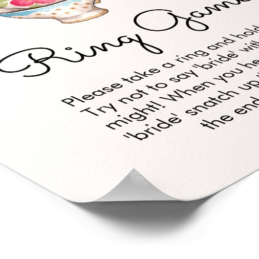 Modern Blush Tee Party Ring Game Brautparty Poster (Ecke)