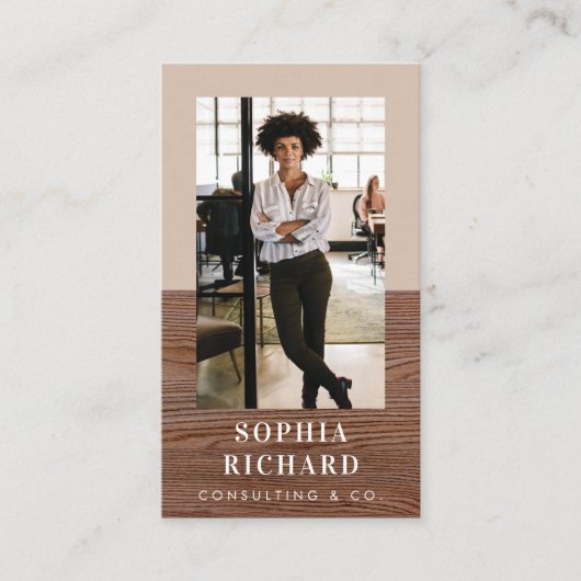 Modern Blush & Wood Chic Luxury Professional Photo Visitenkarte (Vorderseite)