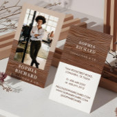 Modern Blush & Wood Chic Luxury Professional Photo Visitenkarte