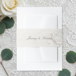 Modern Blushing Rose Wedding Invitation Belly Band