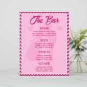 Modern BlushPink Chevron Bar Menu Wedding Tabletop (Stehend Vorderseite)