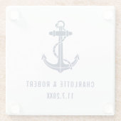 Modern Boat Anchor Beach Wedding Groomsmen Glasuntersetzer (Rückseite)