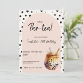 Modern Boba Tea Geburtstagseinladung Einladung (Stehend Vorderseite)