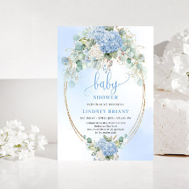 Modern Bohemian Blue Floral Baby Shower Invitation Einladung